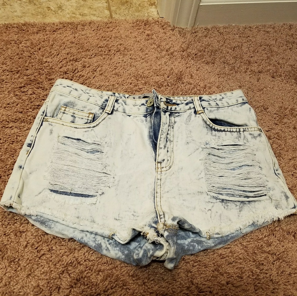High waisted denim shorts
